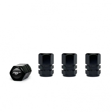 Ford Mustang Black Valve Caps 4 pcs Black Silicone Sticker