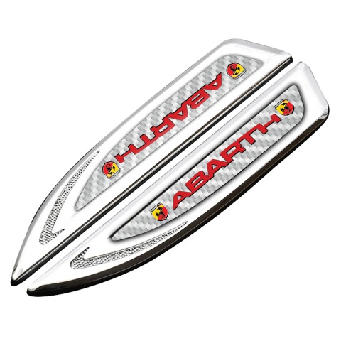 Fiat Abarth Fender Bodyside Emblem Silver White Carbon Red Logo