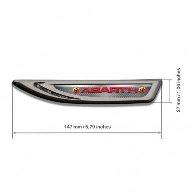 Fiat Abarth Fender Bodyside Emblem Graphite Grey Mesh Crimson Logo
