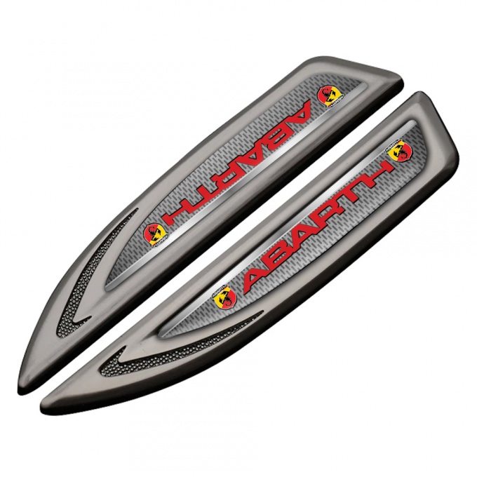 Fiat Abarth Fender Bodyside Emblem Graphite Grey Mesh Crimson Logo