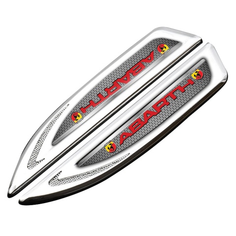 Fiat Abarth Fender Bodyside Emblem Silver Grey Mesh Crimson Logo