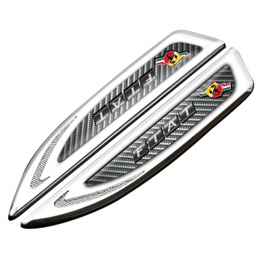 Fiat Abarth Fender Emblem Self Adhesive Silver Light Carbon Grey Logo