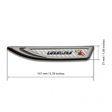 Fiat Abarth Fender Metal Emblem Graphite White Carbon Dark Logo Design
