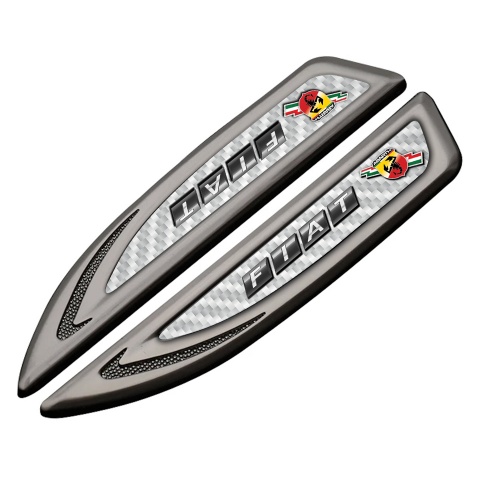 Fiat Abarth Fender Metal Emblem Graphite White Carbon Dark Logo Design