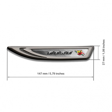 Fiat Abarth Fender Bodyside Badge Graphite Brushed Metal Dark Logo Design