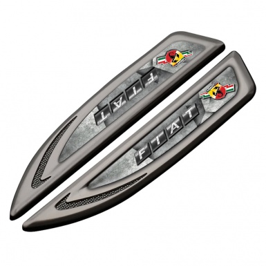 Fiat Abarth Fender Emblem Badge Graphite Stone Texture Lightning Logo