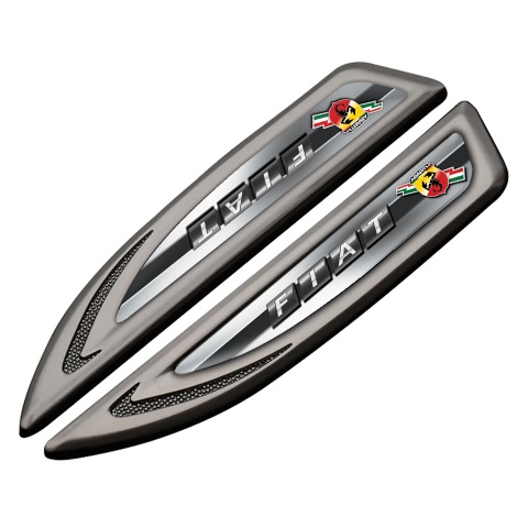 Fiat Abarth Fender Badge Self Adhesive Graphite Grey Frame Lightning Edition