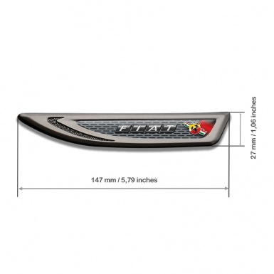 Fiat Abarth Fender Metal Badge Graphite Metal Grate Lightning Logo Design