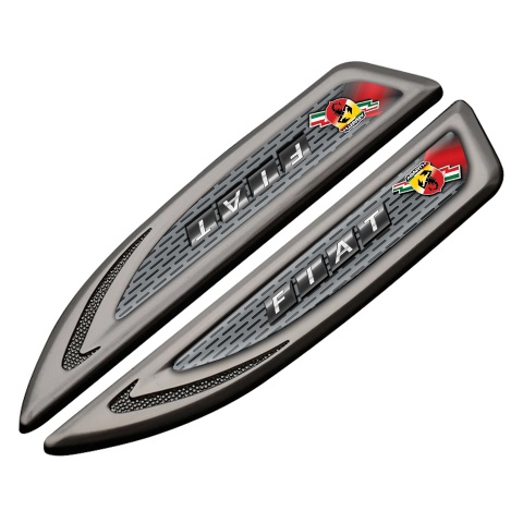 Fiat Abarth Fender Metal Badge Graphite Metal Grate Lightning Logo Design