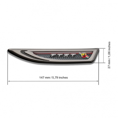 Fiat Abarth Fender Bodyside Emblem Graphite Sport Line Lightning Design