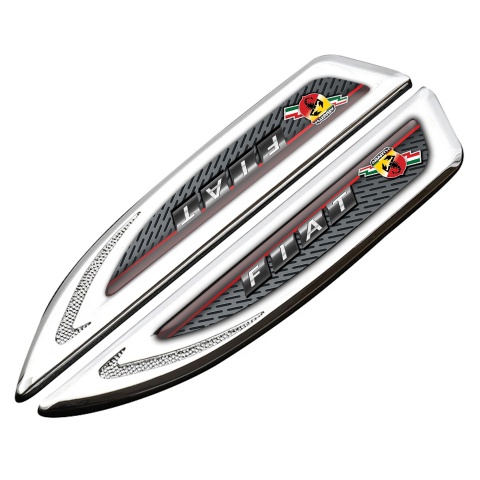 Fiat Abarth Fender Bodyside Emblem Silver Sport Line Lightning Design