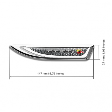 Fiat Abarth Fender Emblem Self Adhesive Silver Steel Grate Lightning Logo