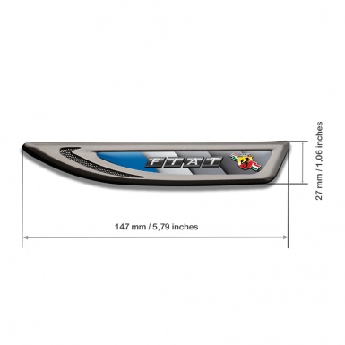 Fiat Abarth Fender Metal Emblem Graphite Blue Element Lightning Edition
