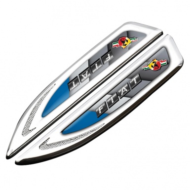 Fiat Abarth Fender Metal Emblem Silver Blue Element Lightning Edition