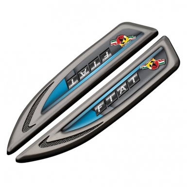 Fiat Abarth Emblem Fender Badge Graphite Blue Fragment Lightning Variant