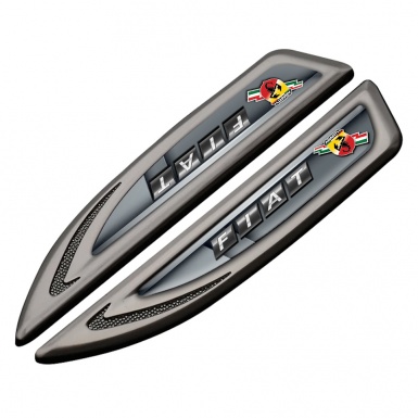 Fiat Abarth Fender Emblem Badge Graphite Grey Motif Lightning Variant