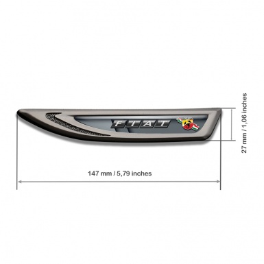 Fiat Abarth Fender Emblem Badge Graphite Grey Motif Lightning Variant