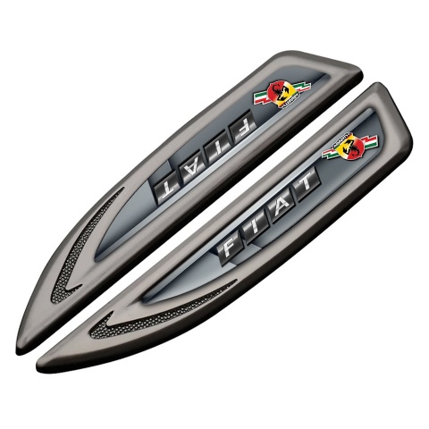 Fiat Abarth Fender Emblem Badge Graphite Grey Motif Lightning Variant