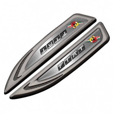 Fiat Abarth Fender Bodyside Emblem Graphite Polished Metal Scorpion Logo