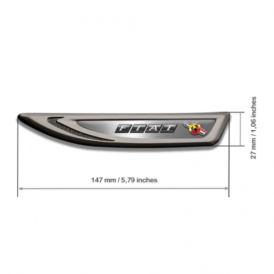 Fiat Abarth Fender Bodyside Emblem Graphite Polished Metal Scorpion Logo