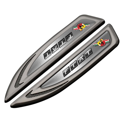 Fiat Abarth Fender Bodyside Emblem Graphite Polished Metal Scorpion Logo