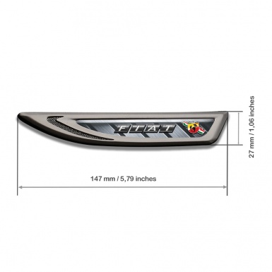 Fiat Abarth Fender Emblem Self Adhesive Graphite Steel Fragments Dark Logo