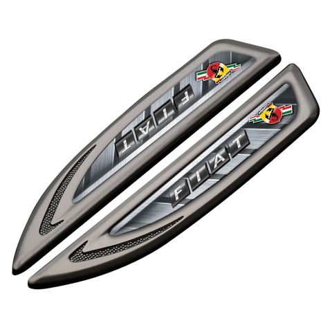 Fiat Abarth Fender Emblem Self Adhesive Graphite Steel Fragments Dark Logo