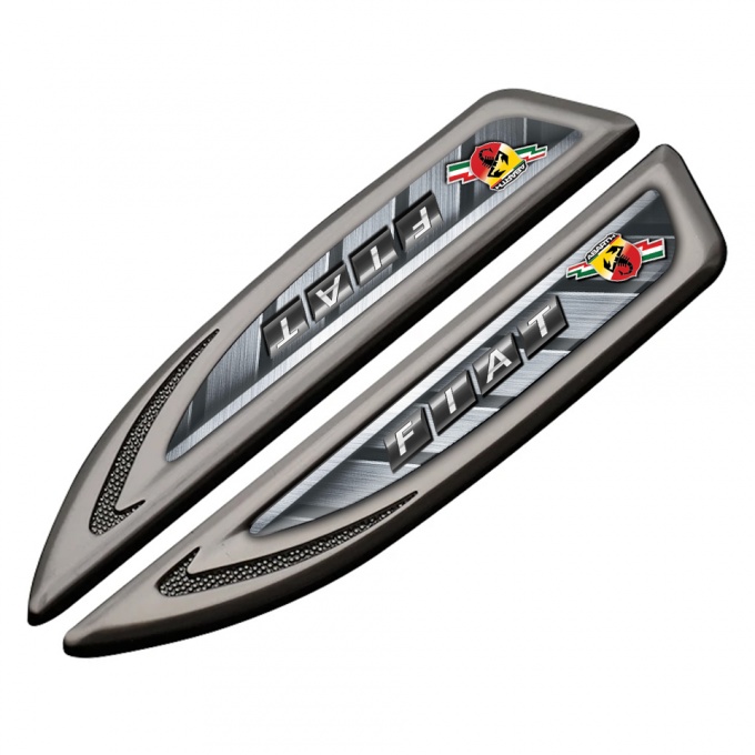 Fiat Abarth Fender Emblem Self Adhesive Graphite Steel Fragments Dark Logo