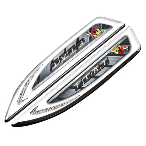 Fiat Abarth Fender Emblem Self Adhesive Silver Steel Fragments Dark Logo