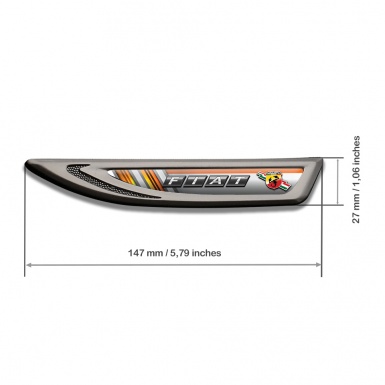Fiat Abarth Fender Metal Emblem Graphite Orange Motif Scorpion Logo