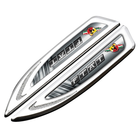 Fiat Abarth Fender Bodyside Badge Silver Grey Motif Scorpion Logo
