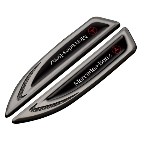 Mercedes Fender Emblem Badge Graphite Black Base Red Logo Edition