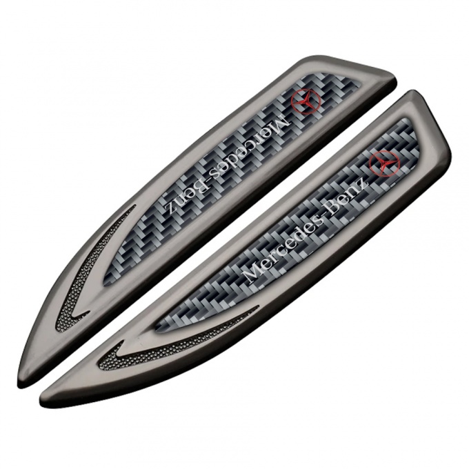 Mercedes Fender Metal Badge Graphite Grey Carbon Red Logo Edition