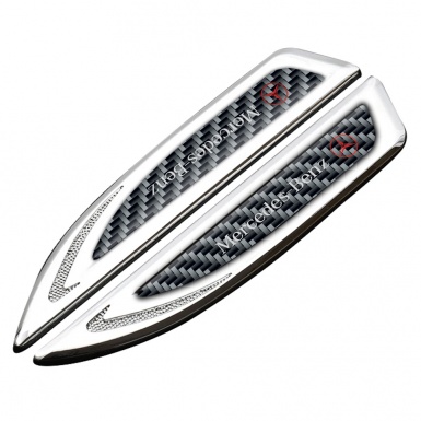 Mercedes Fender Metal Badge Silver Grey Carbon Red Logo Edition