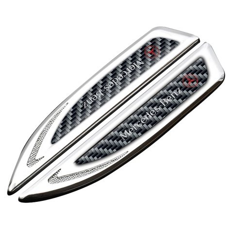 Mercedes Fender Metal Badge Silver Grey Carbon Red Logo Edition