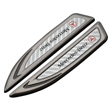 Mercedes Fender Emblem Self Adhesive Graphite White Carbon Red Logo