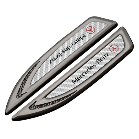 Mercedes Fender Emblem Self Adhesive Graphite White Carbon Red Logo
