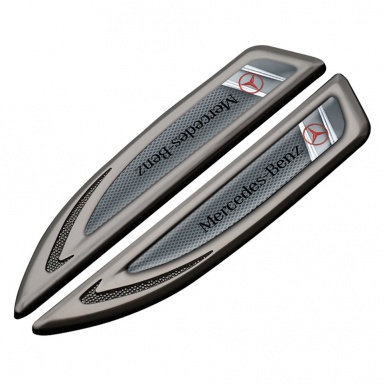 Mercedes Fender Metal Emblem Graphite Grey Mesh Red Logo Edition