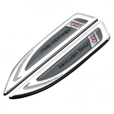 Mercedes Fender Metal Emblem Silver Grey Mesh Red Logo Edition