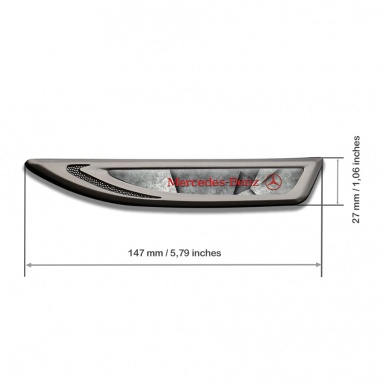Mercedes Fender Bodyside Badge Graphite Stone Pattern Red Logo