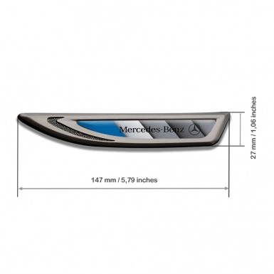 Mercedes Fender Emblem Badge Graphite Blue Element Black Logo Edition