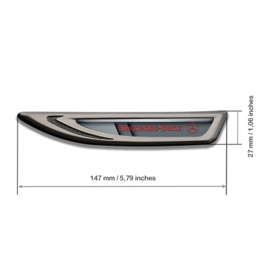 Mercedes Fender Metal Badge Graphite Grey Texture Black Logo Edition