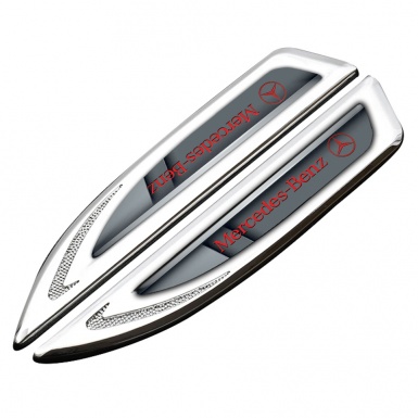 Mercedes Fender Metal Badge Silver Grey Texture Black Logo Edition