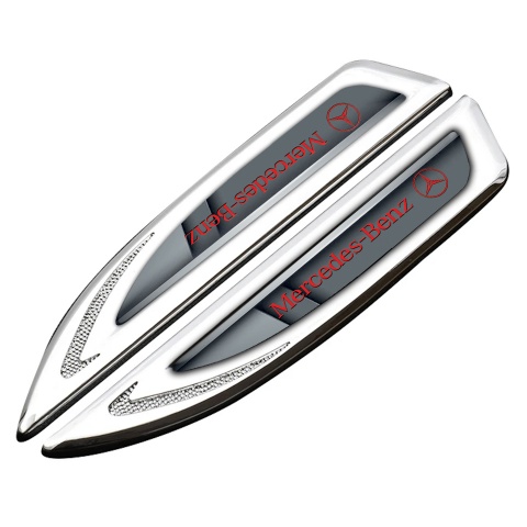 Mercedes Fender Metal Badge Silver Grey Texture Black Logo Edition