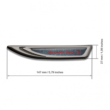 Mercedes Fender Bodyside Emblem Graphite Honeycomb Pattern Crimson Logo