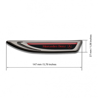 Mercedes Fender Emblem Self Adhesive Graphite Sport Stripe Crimson Motif