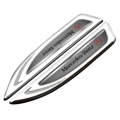 Mercedes Fender Metal Emblem Silver Metal Mesh Crimson Logo Design