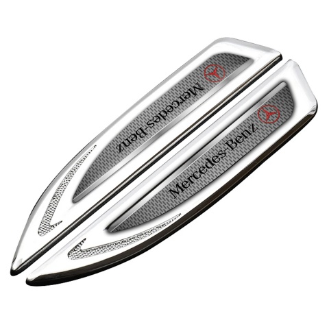 Mercedes Fender Metal Emblem Silver Metal Mesh Crimson Logo Design