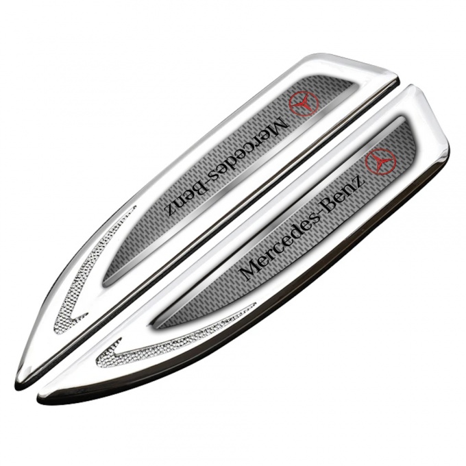 Mercedes Fender Metal Emblem Silver Metal Mesh Crimson Logo Design