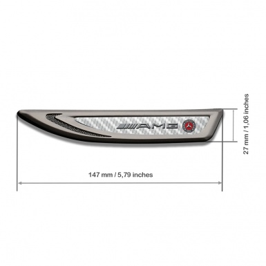 Mercedes AMG Fender Emblem Self Adhesive Graphite White Carbon Sport Motif